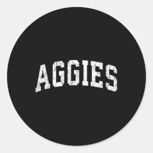 Sticker Rond Mascotte Aggies Sport Vintage Nom Sport Design