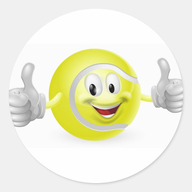Sticker Rond Mascotte de balle de tennis (Devant)