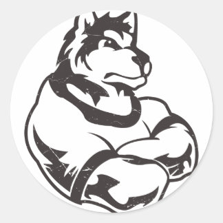 Sticker Rond Mascotte de loups ou de loups