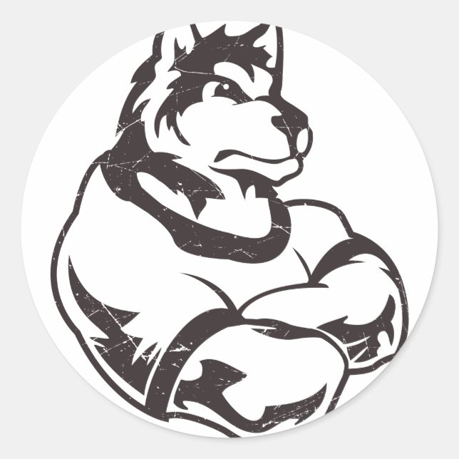 Sticker Rond Mascotte de loups ou de loups (Devant)