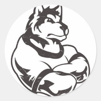 Sticker Rond Mascotte de loups ou de loups