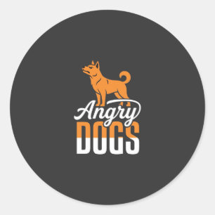 Sticker Rond Mascotte de vecteur de chiens en colère