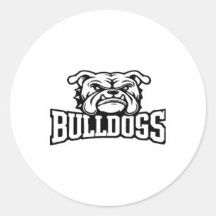 Sticker Rond Mascotte des Bulldogs Retour à l'école Esprit d'éq