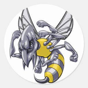 Sticker Rond Mascotte moyenne guêpe ou cornet