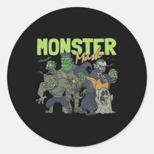 Sticker Rond Mash Vintage Fantôme Halloween drôle