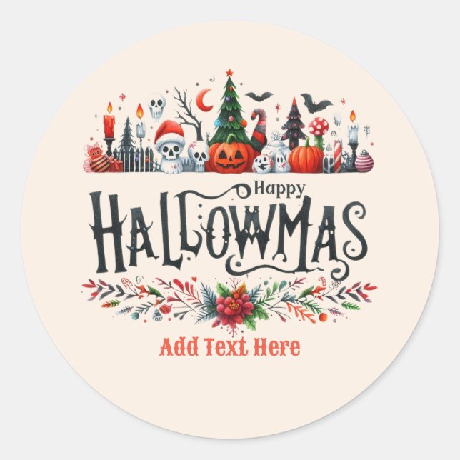 Sticker Rond Mashup de Noël d'Halloween (Devant)