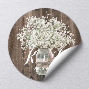 Sticker Rond Mason de la respiration du bébé Jar Sceau Mariage