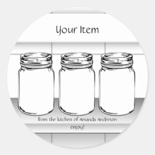Sticker Rond Mason Jar Personnalisez votre objet Moden 1 1/2"