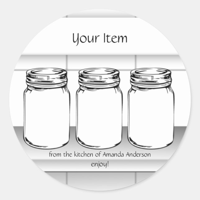 Sticker Rond Mason Jar Personnalisez votre objet Moden 1 1/2" (Devant)