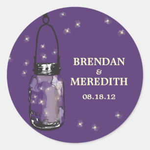 Sticker Rond Mason Jars avec Mariage de lucioles