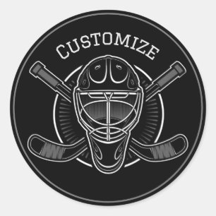 Sticker Rond Masque de gardien noir et blanc