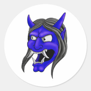 Sticker Rond Masque de Hannya de Japonais