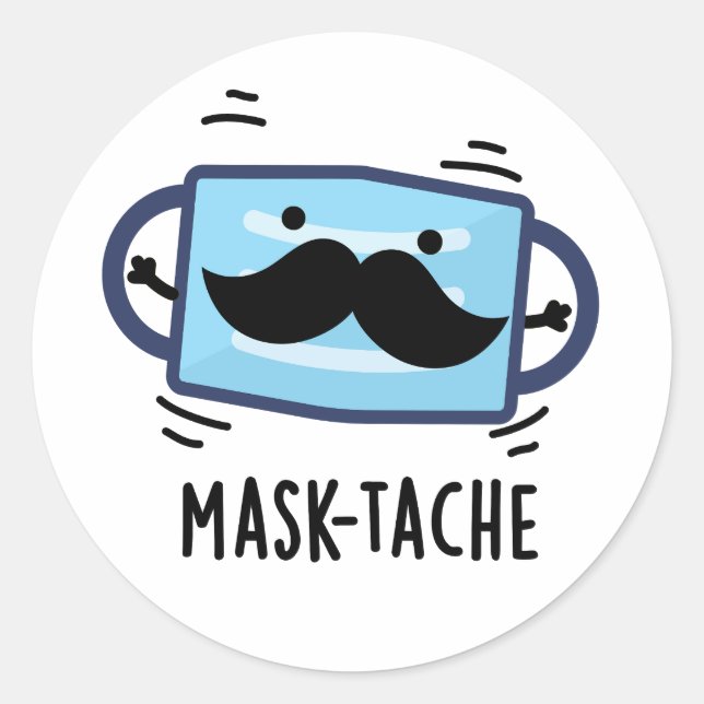 Sticker Rond Masque Drôle Masque Drôle Masque Mustache Pun (Devant)