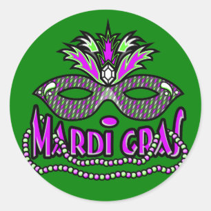 Sticker Rond Masque et perles de mardi gras de KRW