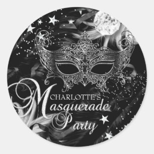 Sticker Rond Masque étoile de nuit de masquerade de Sparkle d'a