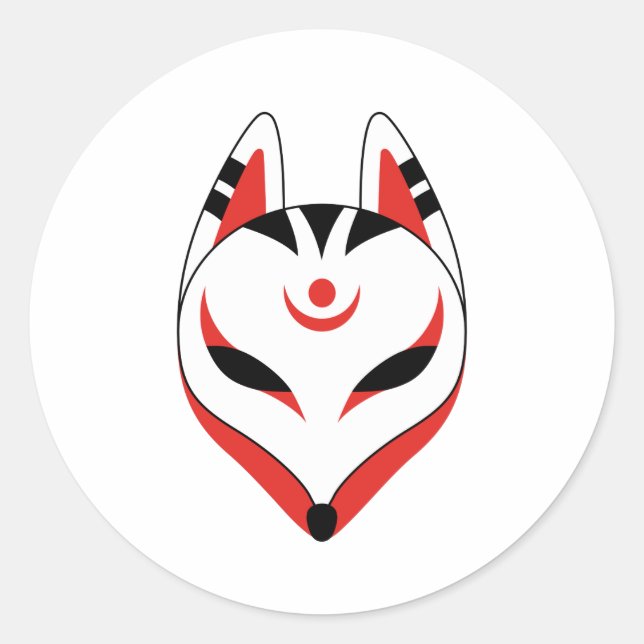 Sticker Rond Masque japonais Kitsune Fox (Devant)