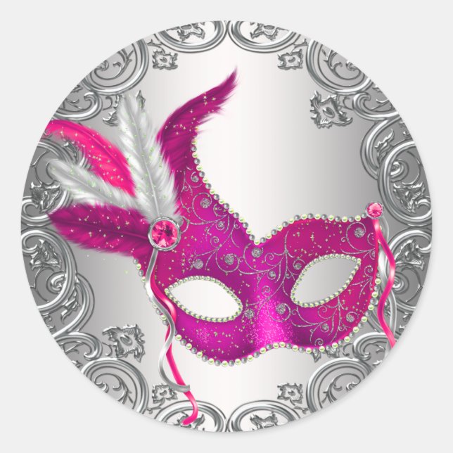 Sticker Rond Masque Mascarade Mascarade Masque Masque Chaud Fav (Devant)