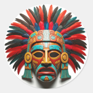 Sticker Rond Masque maya Voyage Mexique
