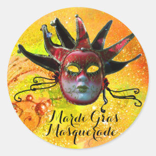Sticker Rond MASQUE NOIR ET ROUGE de FARCEUR DANS la mascarade