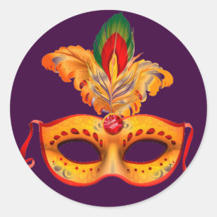 Sticker Rond Masque royal violet mascarade mardi gras