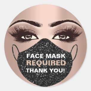 Sticker Rond Masque Visage Couverture Requise Lash Covid cire