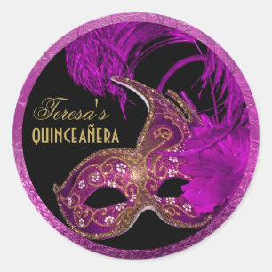 Sticker Rond Masquerade quinceañera quinzième anniversaire viol