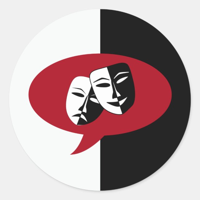 Sticker Rond Masques de comédie et de tragédie (Devant)