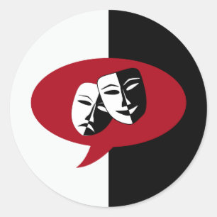 Sticker Rond Masques de comédie et de tragédie
