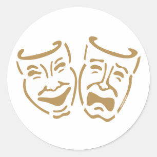 Sticker Rond Masques de drame simples