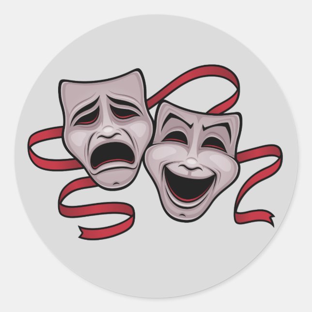 Sticker Rond Masques De Théâtre Comédie Et Tragédie (Devant)