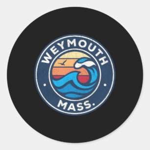 Sticker Rond Massachusetts de Weymouth Ma Vagues Nautiques