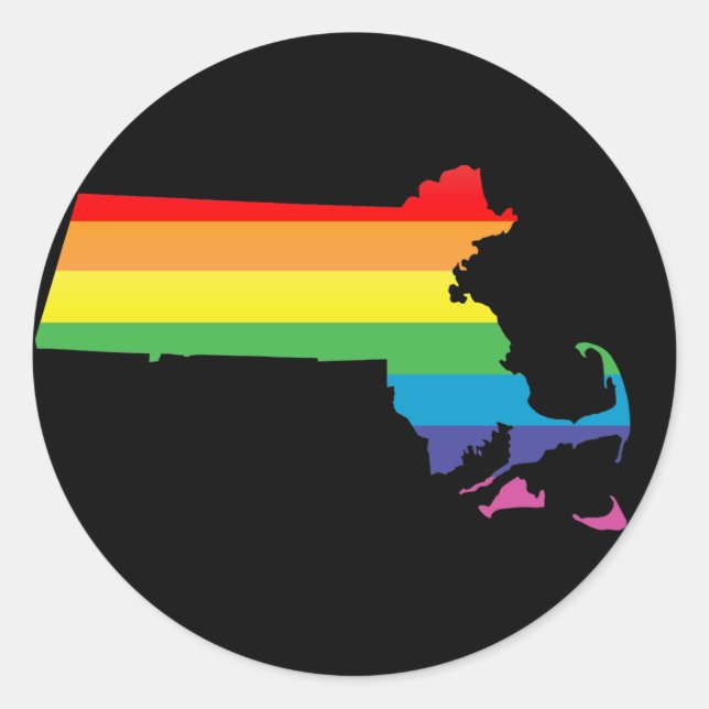Sticker Rond massachusetts pride. (Devant)