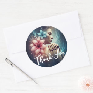 Sticker Rond Massage Thérapie Healing Mains Spa d'énergie Merci