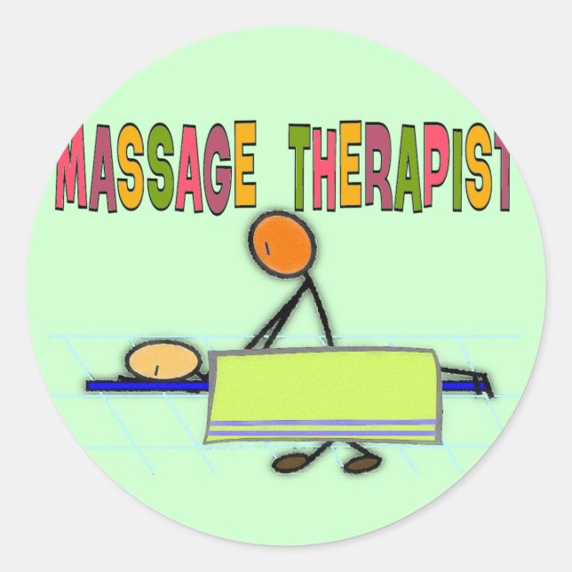 Sticker Rond Massage Thérapiste Personnages en allumettes Desig (Devant)