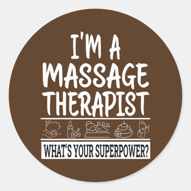 Sticker Rond Massage Thérapiste Relaxage Professionnel (Devant)