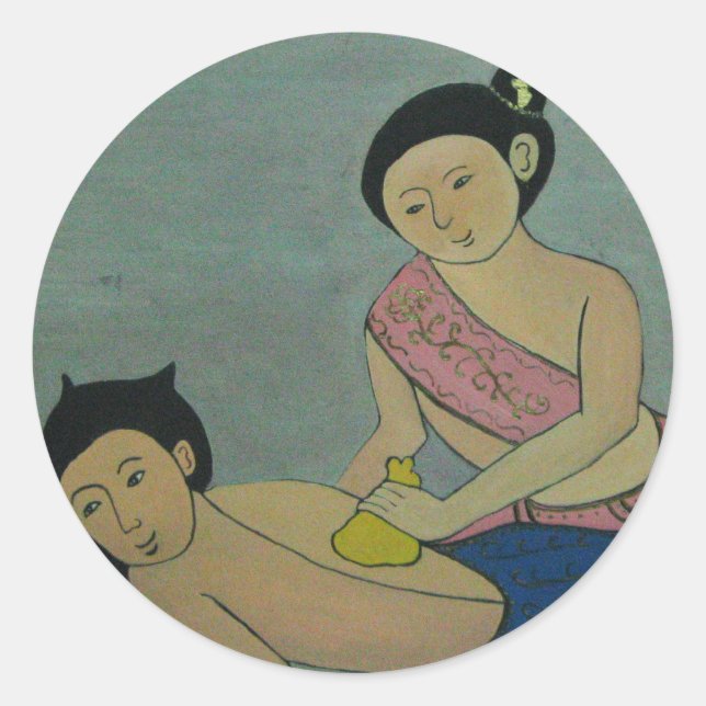 Sticker Rond Massage traditionnel thaïlandais (Devant)