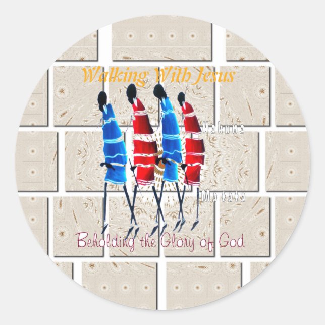 Sticker Rond Massai Morans art chrétien Imprimer (Devant)