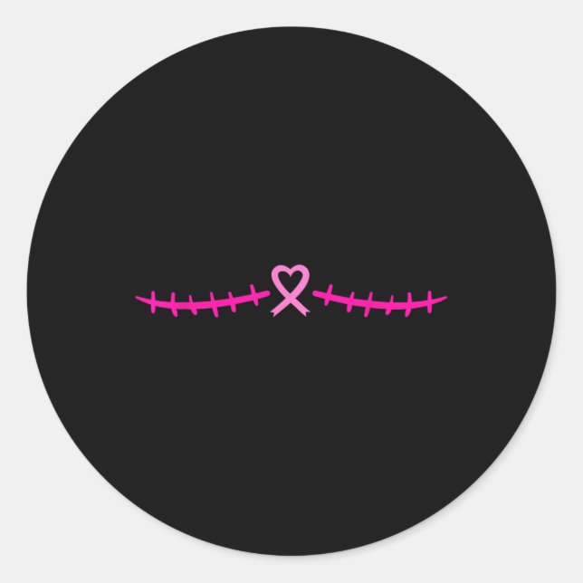 Sticker Rond Mastectomie Cancer du sein Survivant Ruban rose (Devant)