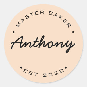 Sticker Rond Master Baker personnalisé Année établie