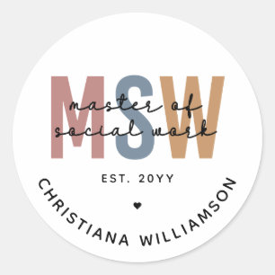 Sticker Rond Master en travail social en MSW