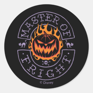 Sticker Rond Master of Fright - Tête Citrouille flamboyante