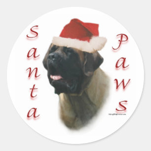Sticker Rond Mastiff (abricot2) Père Noël Paws