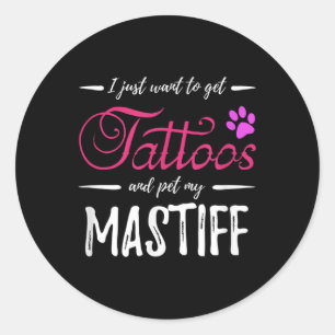Sticker Rond Mastiff Amoureux des chiens Tattoo Drôle Chien Mam