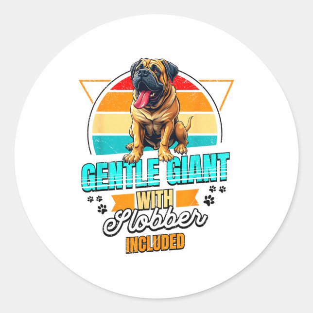 Sticker Rond Mastiff Lover Funny Mastiff Dog Retro  (Devant)