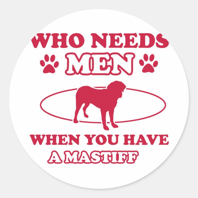 Sticker Rond Mastiff maman designs (Devant)