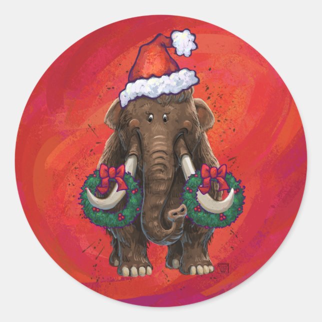 Sticker Rond Mastodon de vacances mignonnes (Devant)