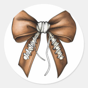 Sticker Rond Match de Footll Coquette Bow Mignon Footll Jour de