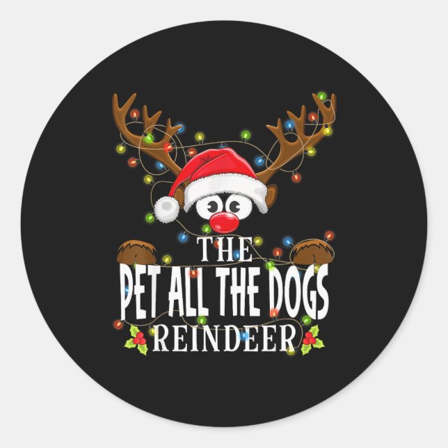 Sticker Rond Matching Christmas The Pet All The Dogs Reindeer P (Devant)