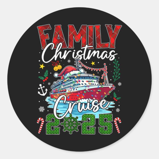 Sticker Rond Matching Family Christmas Cruise 2025 Xmas Men Wom (Devant)