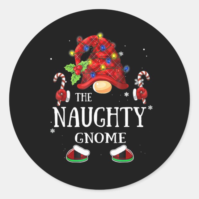 Sticker Rond Matching Family The Naughty Gnome Christmas Group  (Devant)